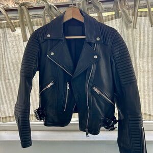 All saints Black Leather Biker Jacket